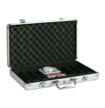 Extra Alu 300 case - fekete/ezüst zsetontartó táska/bőrönd, 300 db-os