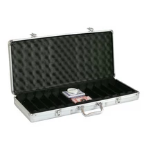 Extra Alu 500 case - fekete/ezüst zsetontartó táska/bőrönd, 500 db-os