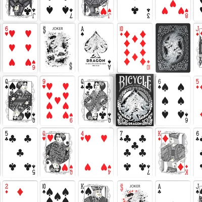 Bicycle Dragon 2023 kártya - fekete, 1 csomag - enyhén sérült