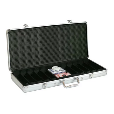 Extra Alu 500 case - fekete/ezüst zsetontartó táska/bőrönd, 500 db-os