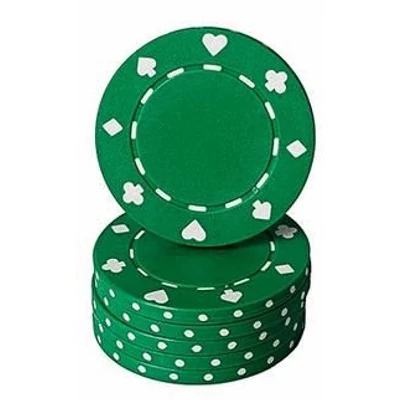 Classic Suited design póker zseton, zöld - 25-pack