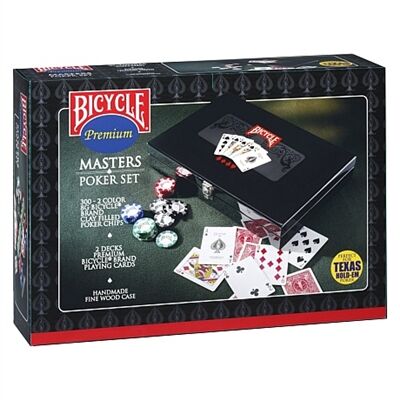 Bicycle Masters Poker Set (300 db-os póker zsetonkészlet, elegáns fa dobozban)