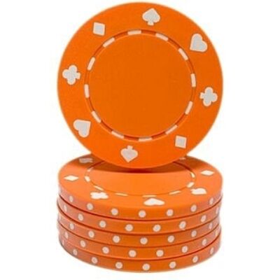 Classic Suited design póker zseton, narancs - 25-pack