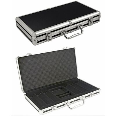 Extra Alu 300 case - fekete/ezüst zsetontartó táska/bőrönd, 300 db-os