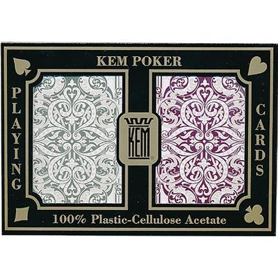 KEM Jacquard Wide Jumbo (Green &amp; Burgundy) póker kártya, dupla csomag